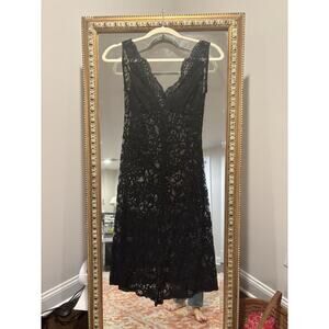 ABS Evening By Allen Schwartz Black Lace Body Con Dress, S